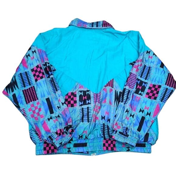 Lady Antigua VTG 90's Multicolor Geometrical Pattern Windbreaker Womens Med - Picture 2 of 15